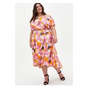 Torrid Pink&Orange Watercolor Tie Dye Skirt&Crop Set Sz.1 NWT